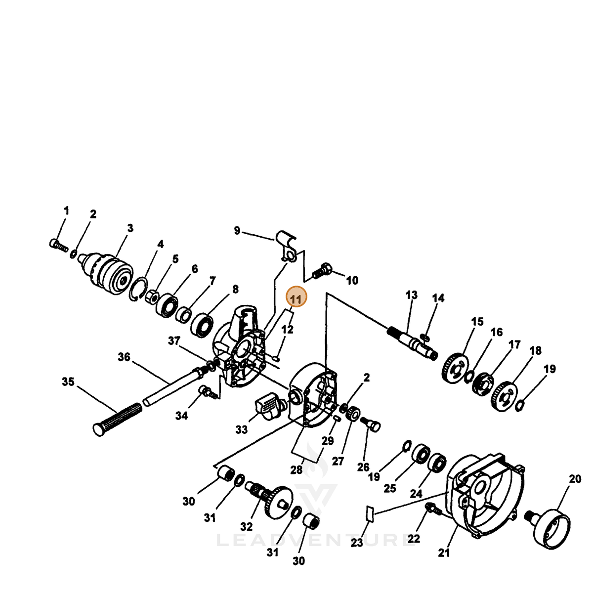 ECHO part 60430520960 — IPL diagram snippet (6x zoom, amber highlight)