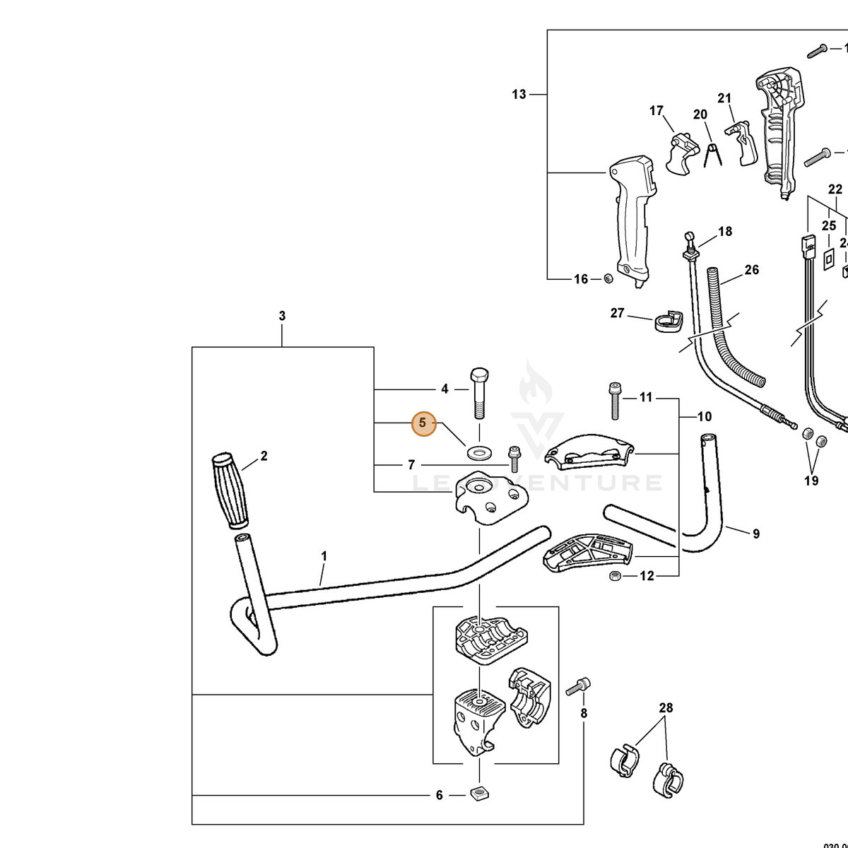 ECHO part 60501454230 — IPL diagram snippet (6x zoom, amber highlight)