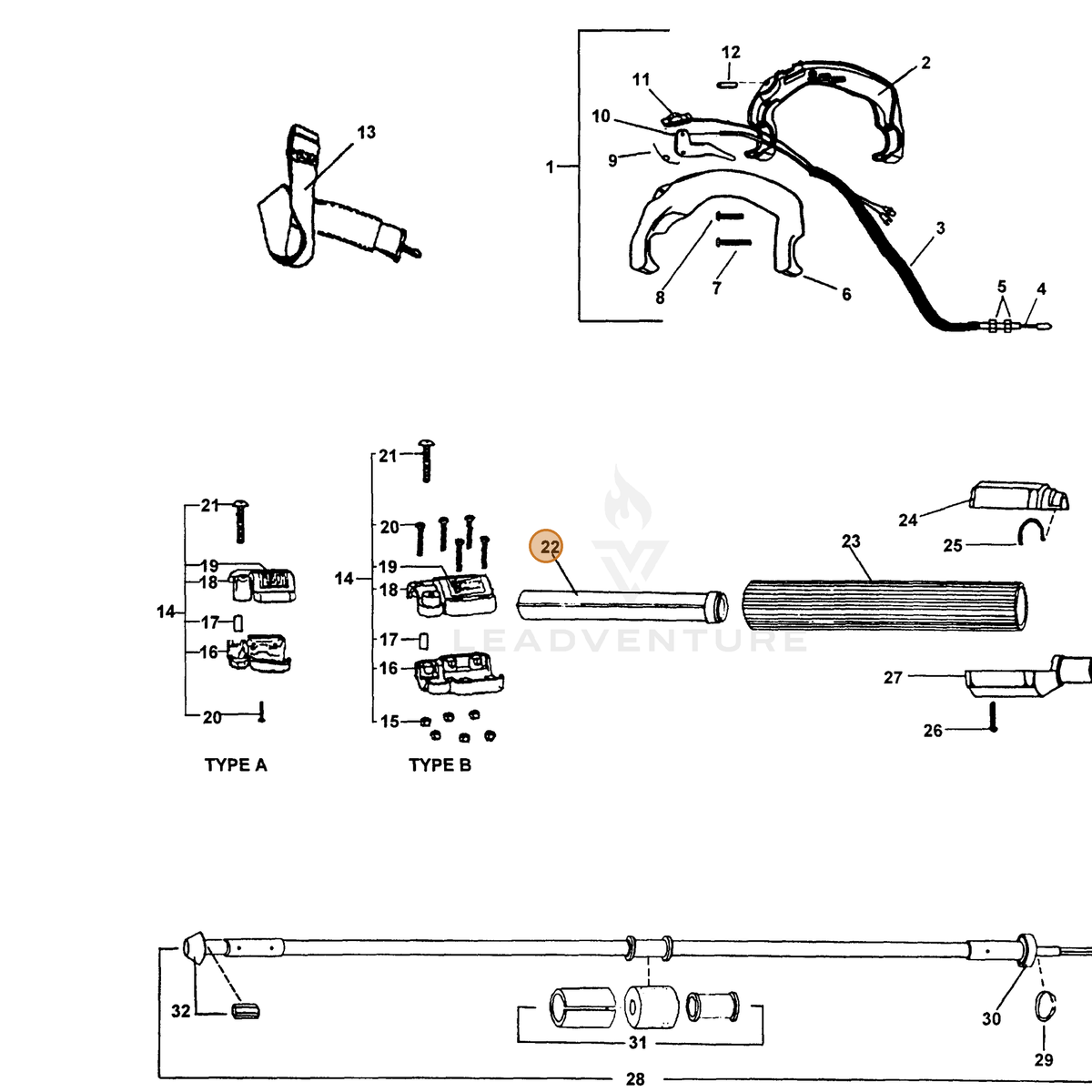 ECHO part 60520622060 — IPL diagram snippet (6x zoom, amber highlight)