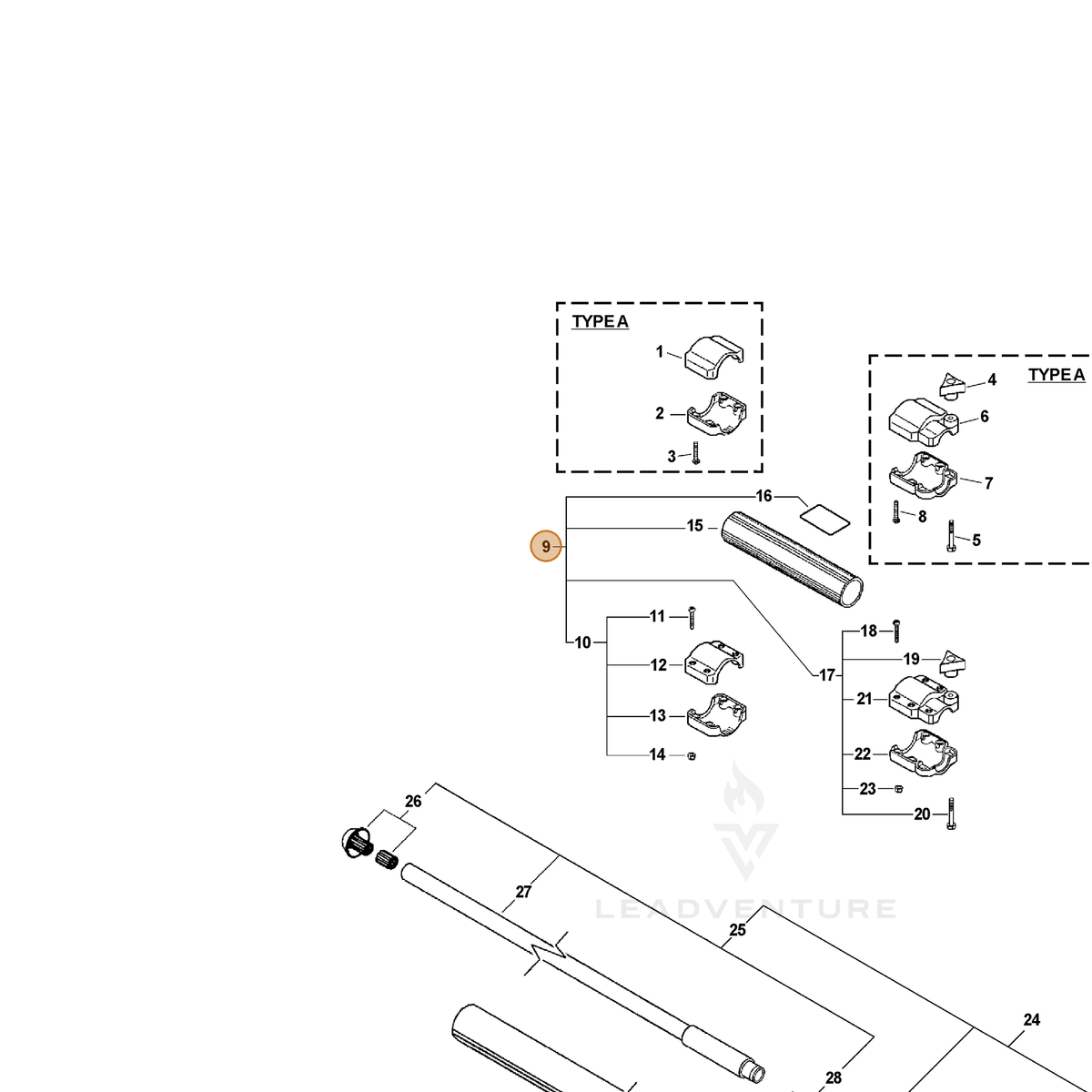 ECHO part 60520622460 — IPL diagram snippet (6x zoom, amber highlight)