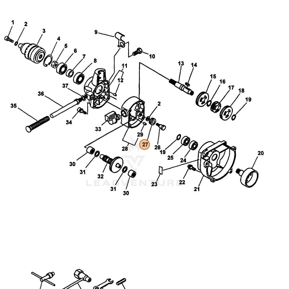ECHO part 60531120960 — IPL diagram snippet (6x zoom, amber highlight)