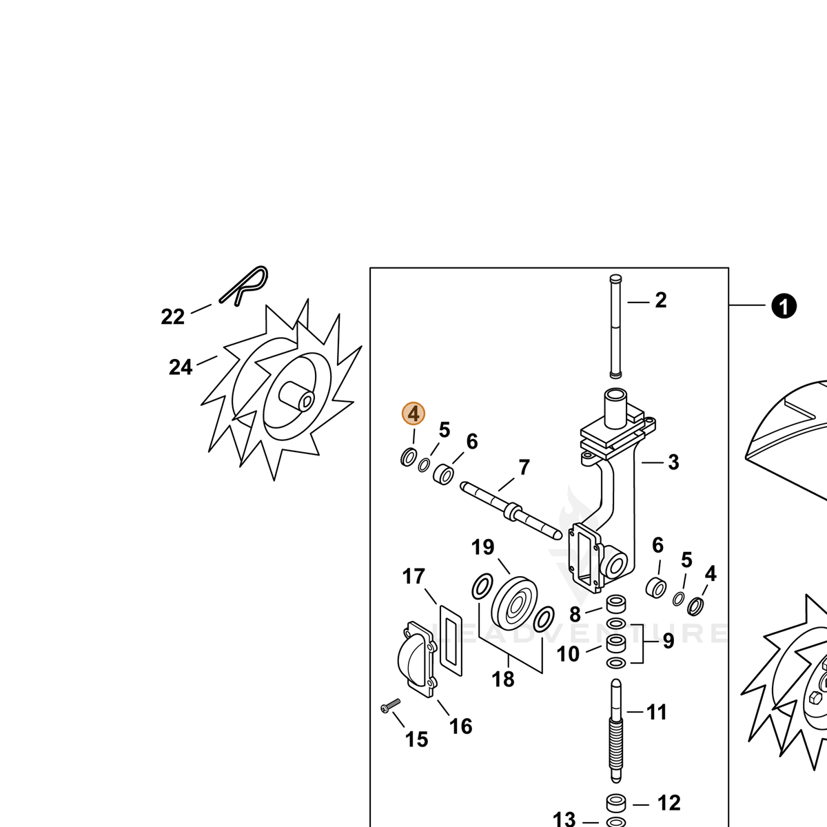 ECHO part 60541713350 — IPL diagram snippet (6x zoom, amber highlight)