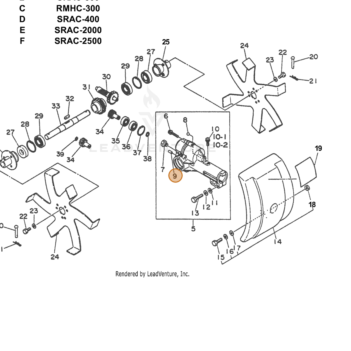ECHO part 60543011050 — IPL diagram snippet (6x zoom, amber highlight)
