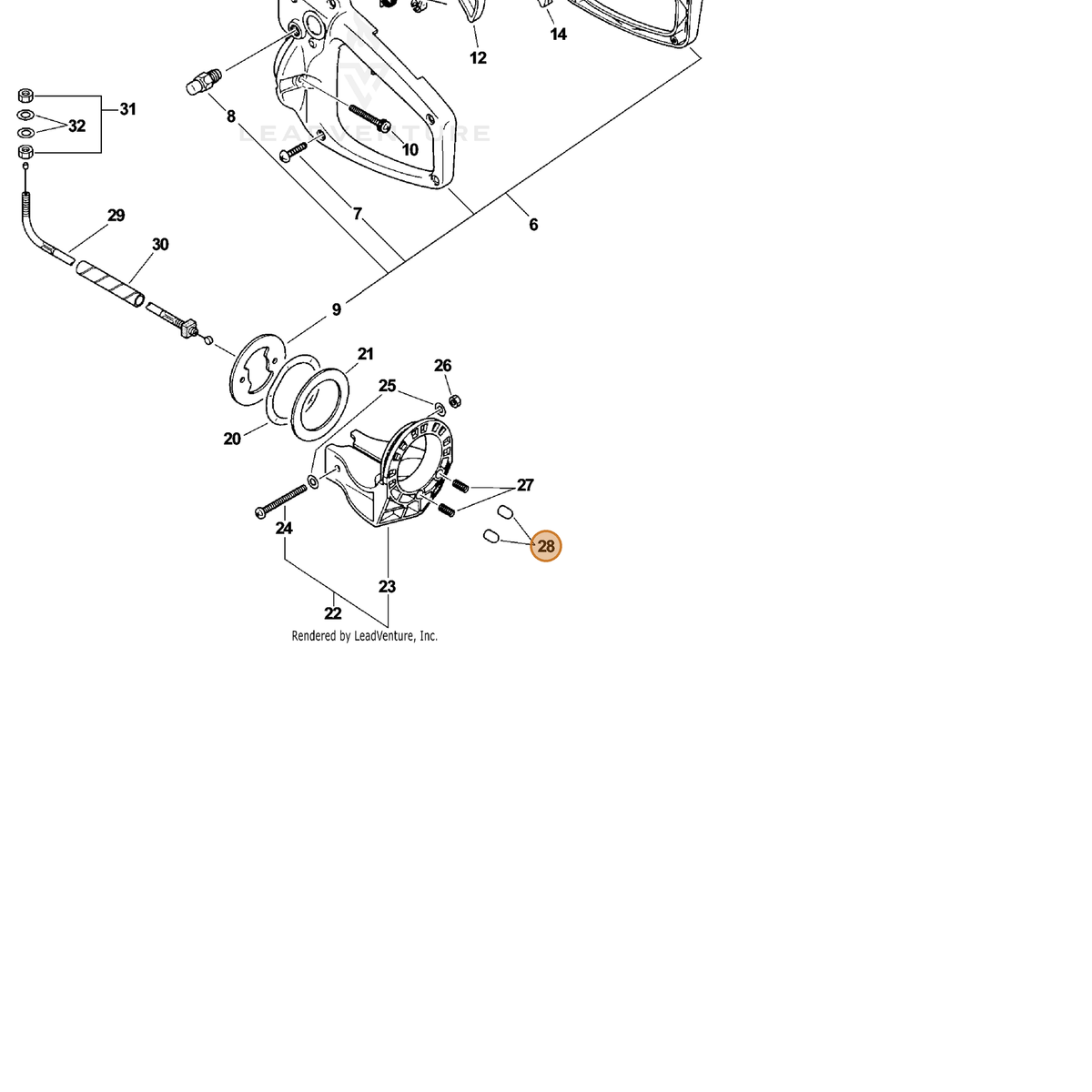 ECHO part 60561113360 — IPL diagram snippet (6x zoom, amber highlight)