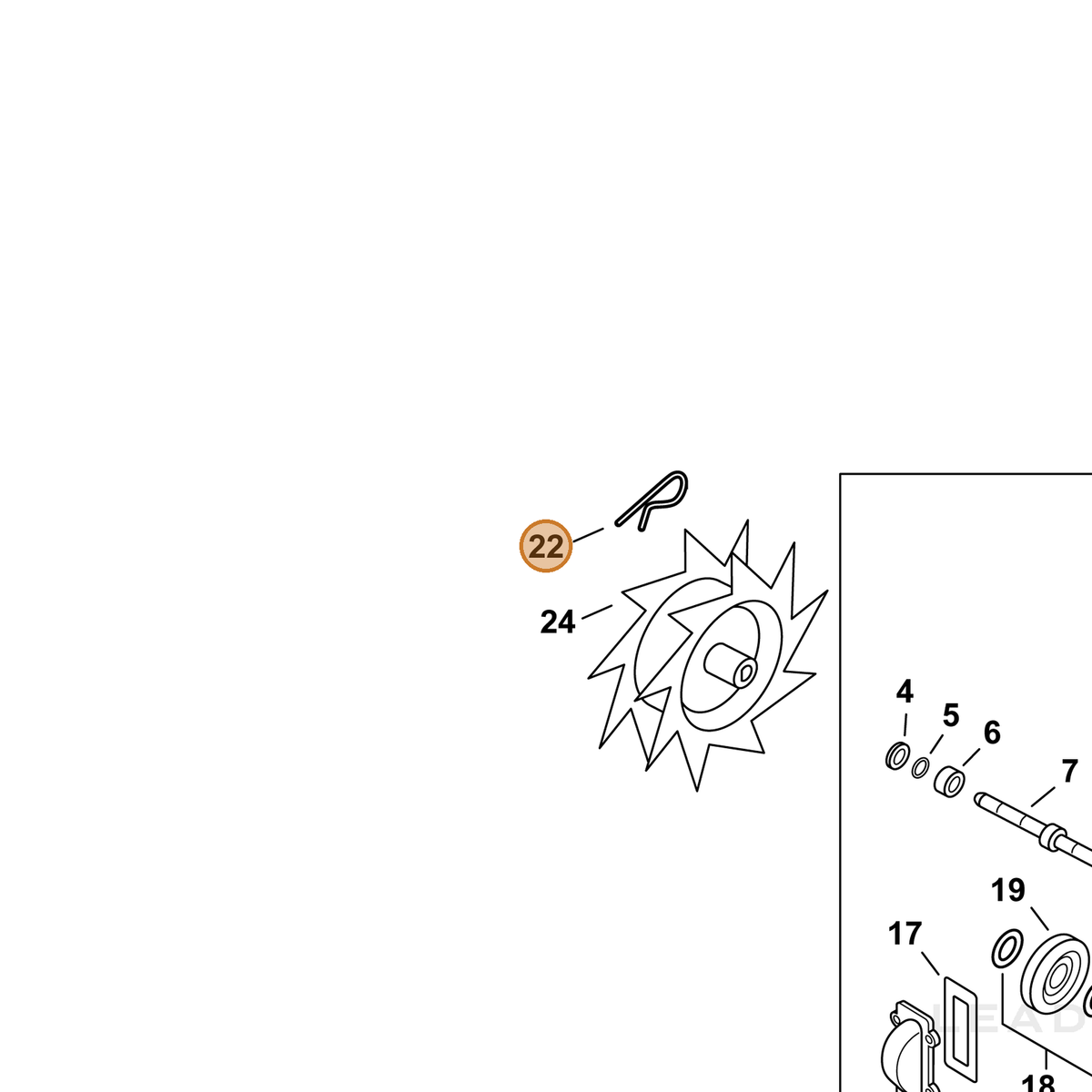 ECHO part 60561213350 — IPL diagram snippet (6x zoom, amber highlight)