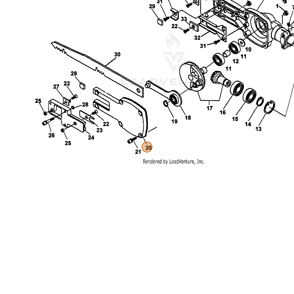 ECHO part 60621254331 — IPL diagram snippet (6x zoom, amber highlight)