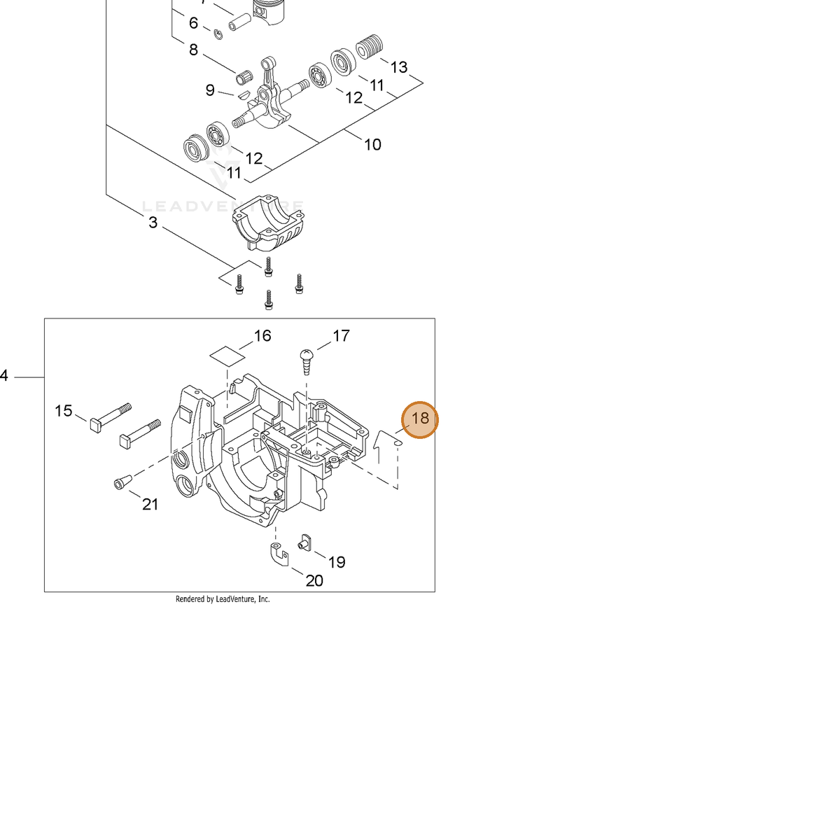 ECHO part 60641660632 — IPL diagram snippet (6x zoom, amber highlight)
