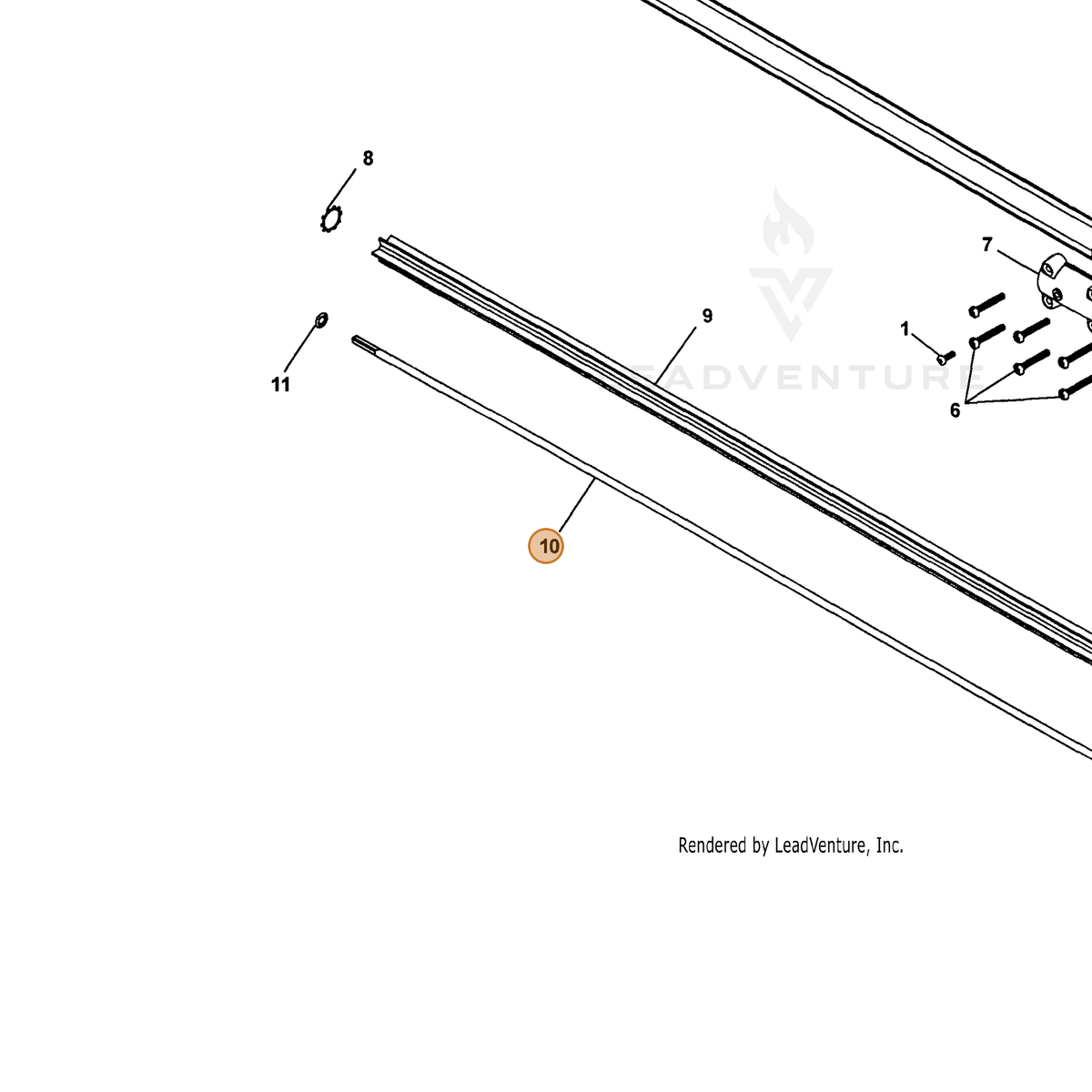 ECHO part 61000622661 — IPL diagram snippet (6x zoom, amber highlight)