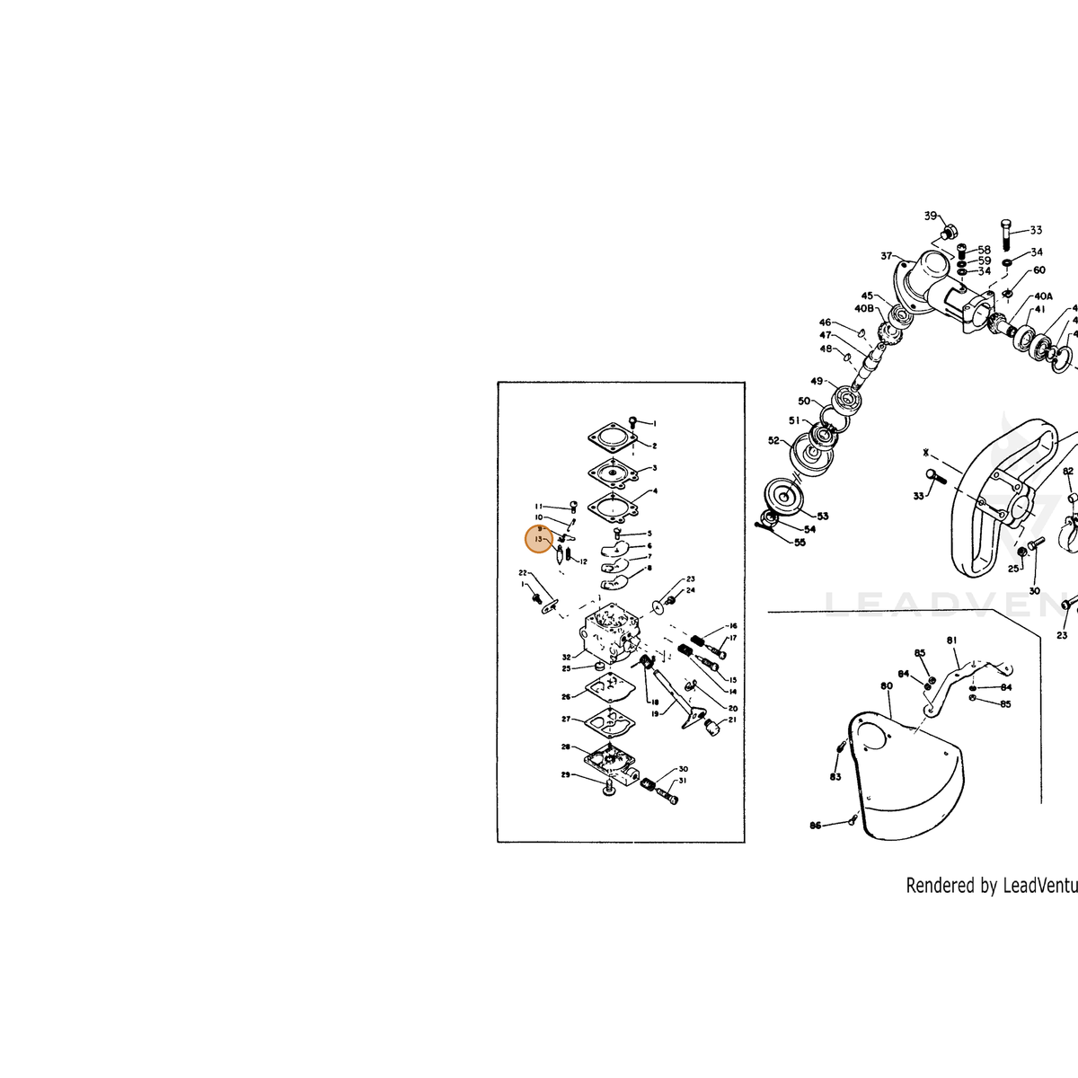 ECHO part 61001104630 — IPL diagram snippet (6x zoom, amber highlight)