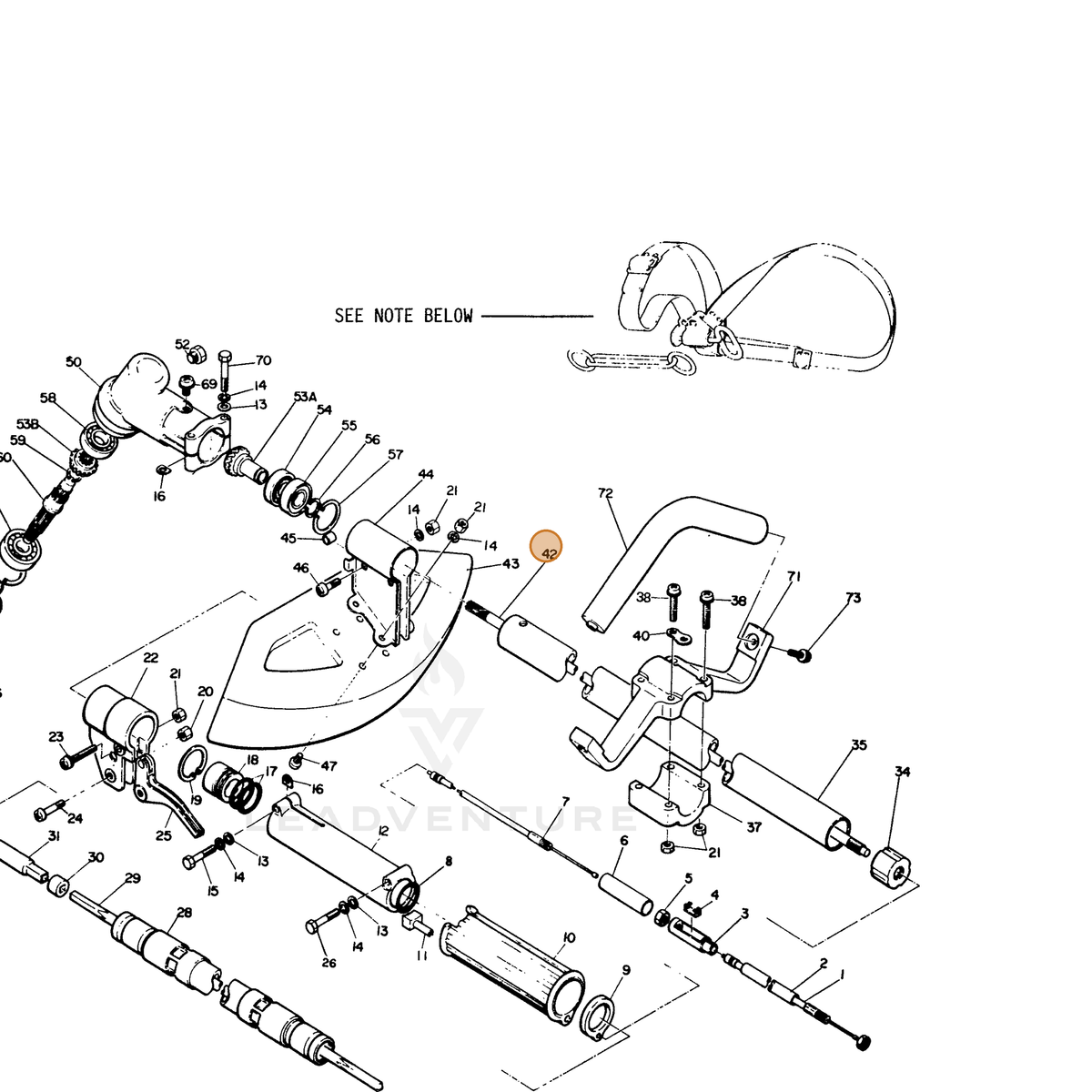 ECHO part 61001107130 — IPL diagram snippet (6x zoom, amber highlight)