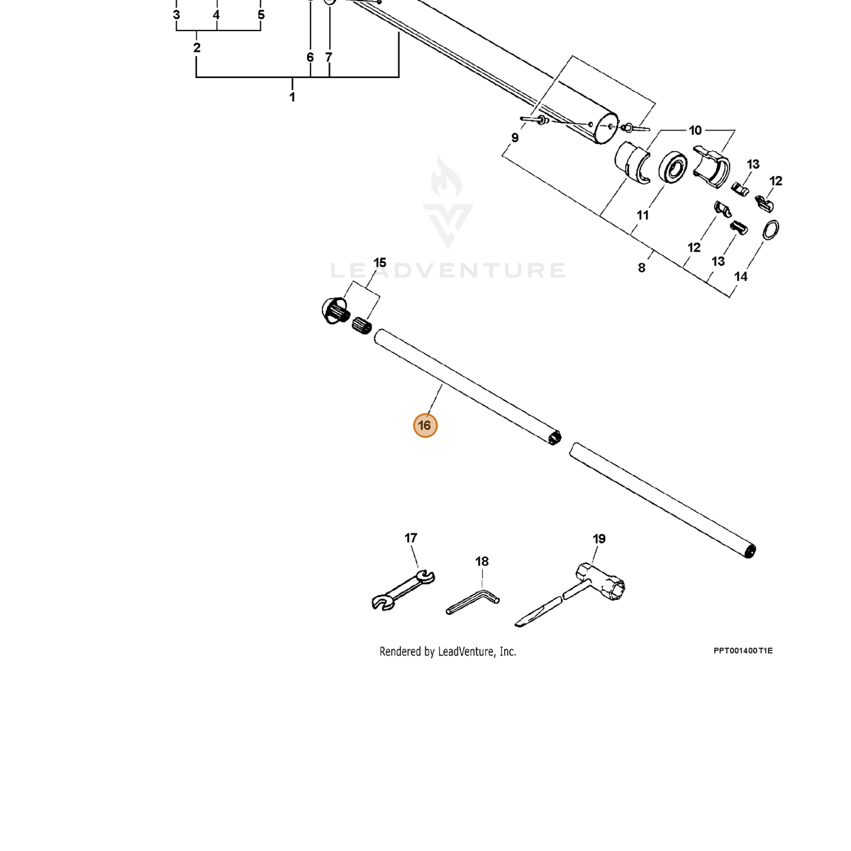 ECHO part 61001122460 — IPL diagram snippet (6x zoom, amber highlight)