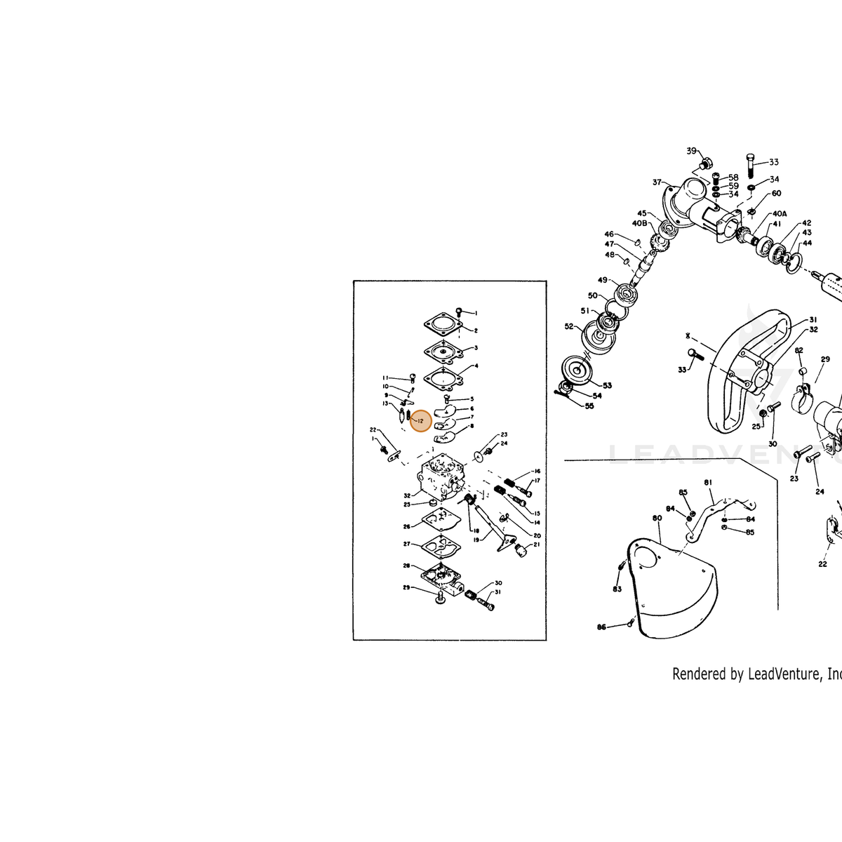ECHO part 61001204630 — IPL diagram snippet (6x zoom, amber highlight)