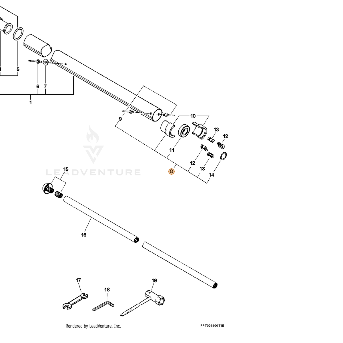 ECHO part 61010522360 — IPL diagram snippet (6x zoom, amber highlight)