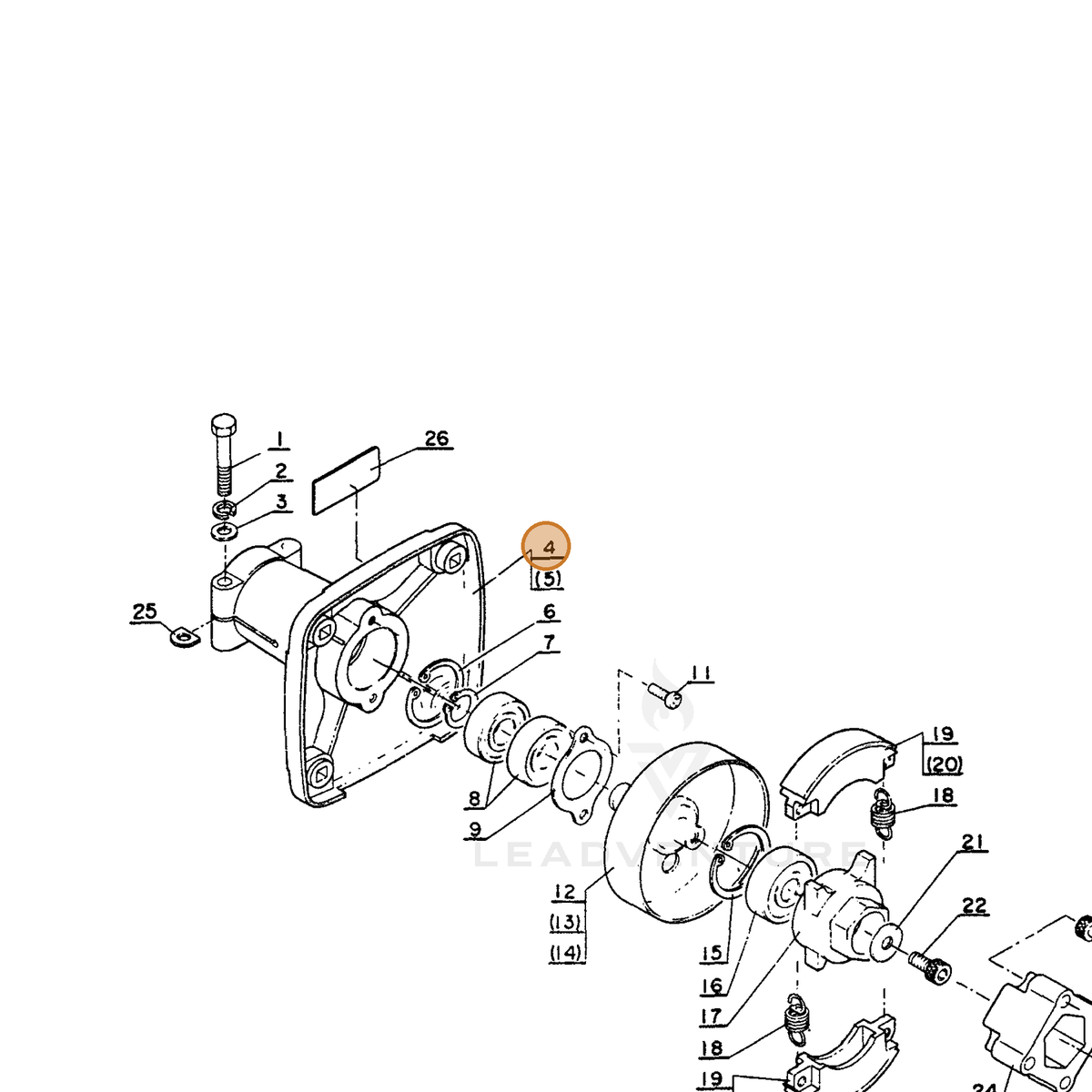 ECHO part 61020504930 — IPL diagram snippet (6x zoom, amber highlight)