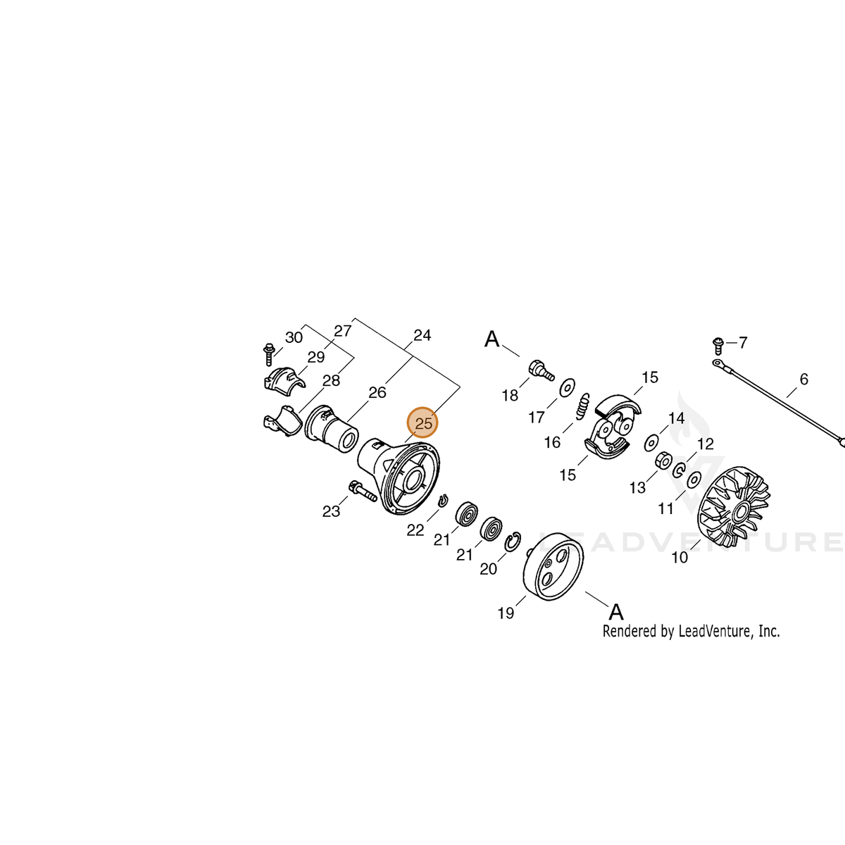 ECHO part 61020543131 — IPL diagram snippet (6x zoom, amber highlight)