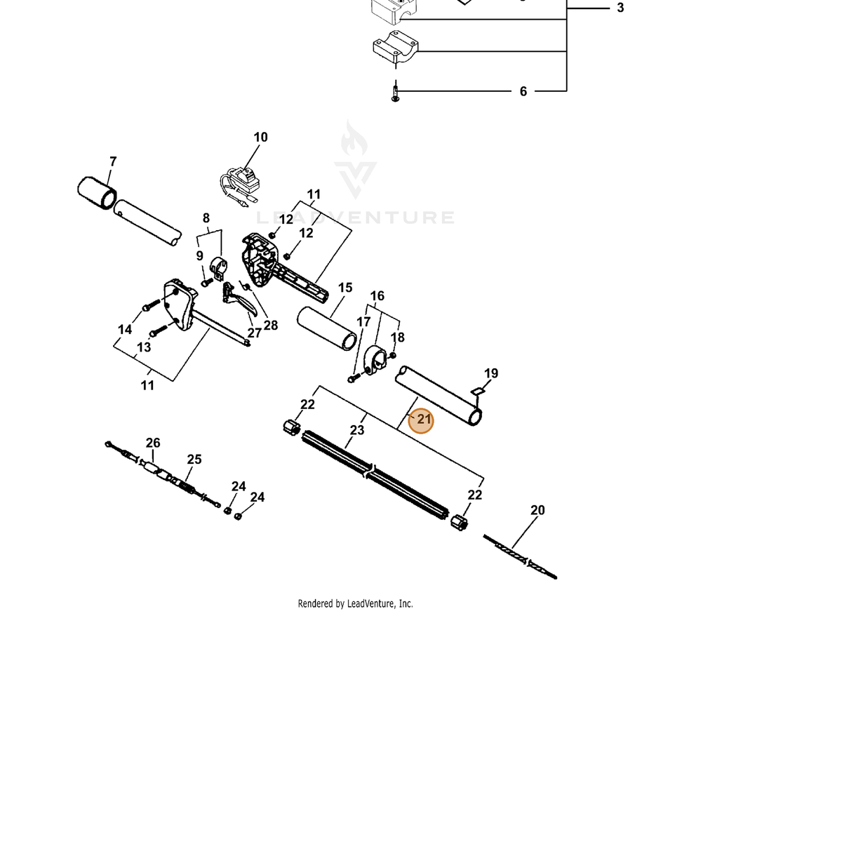 ECHO part 61020621660 — IPL diagram snippet (6x zoom, amber highlight)
