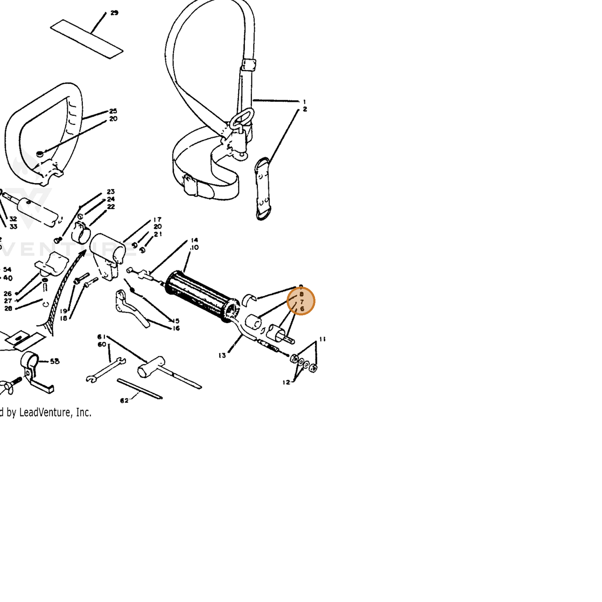 ECHO part 61020622830 — IPL diagram snippet (6x zoom, amber highlight)