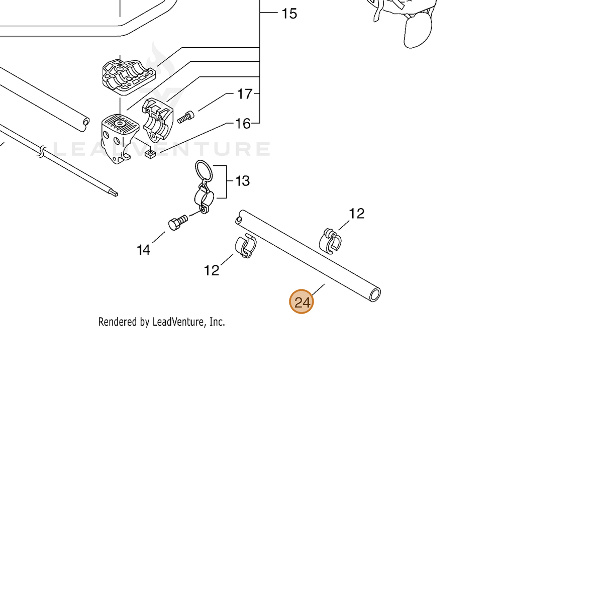 ECHO part 61020623030 — IPL diagram snippet (6x zoom, amber highlight)