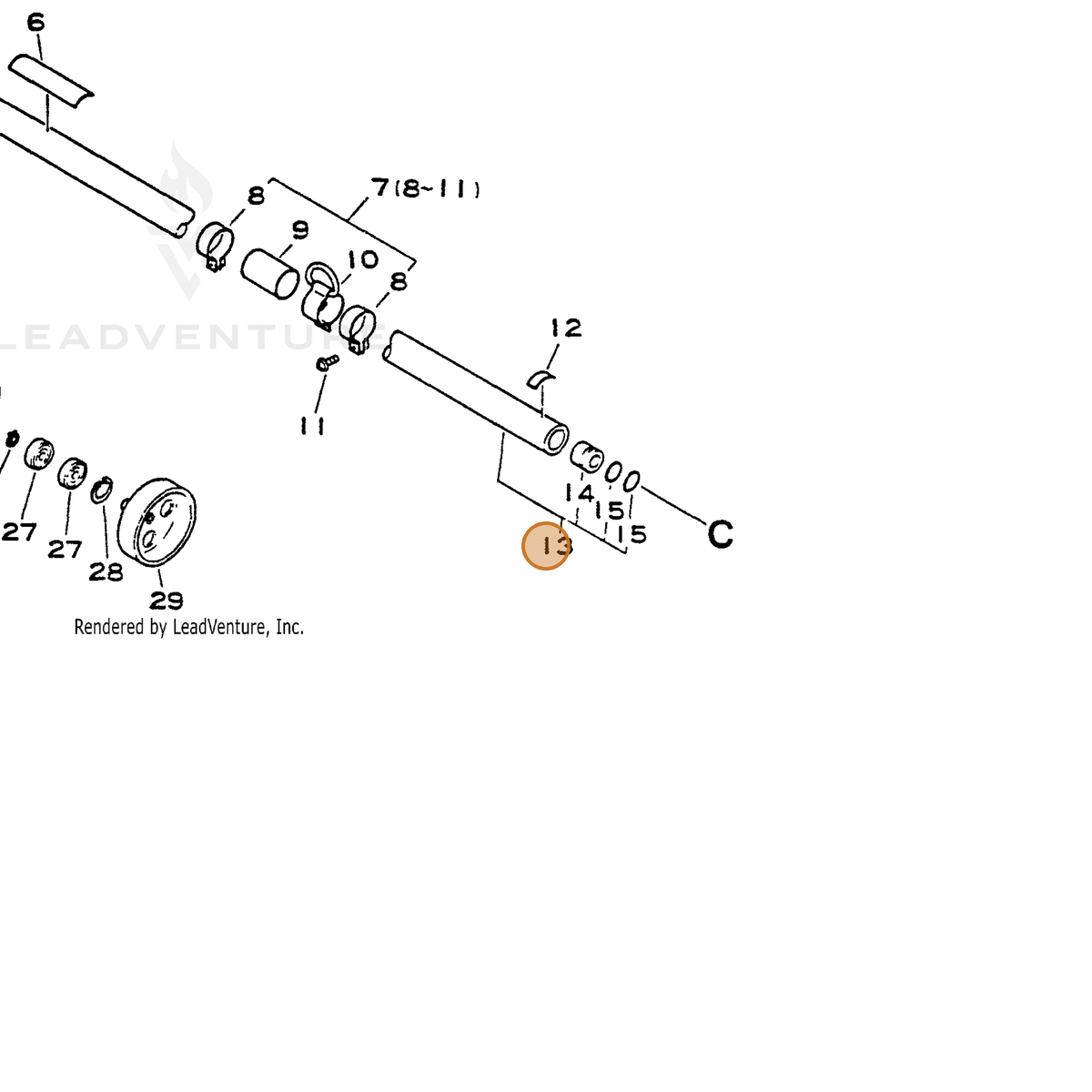ECHO part 61020643131 — IPL diagram snippet (6x zoom, amber highlight)