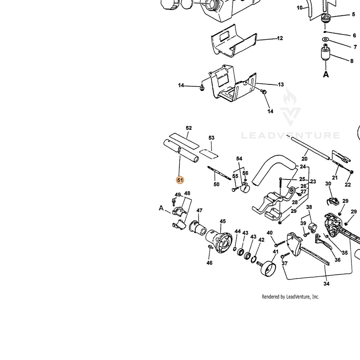ECHO part 61020645430 — IPL diagram snippet (6x zoom, amber highlight)