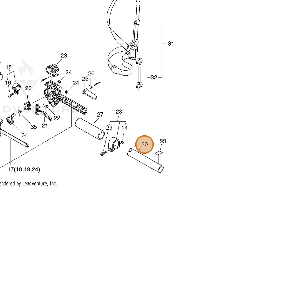 ECHO part 61020656930 — IPL diagram snippet (6x zoom, amber highlight)