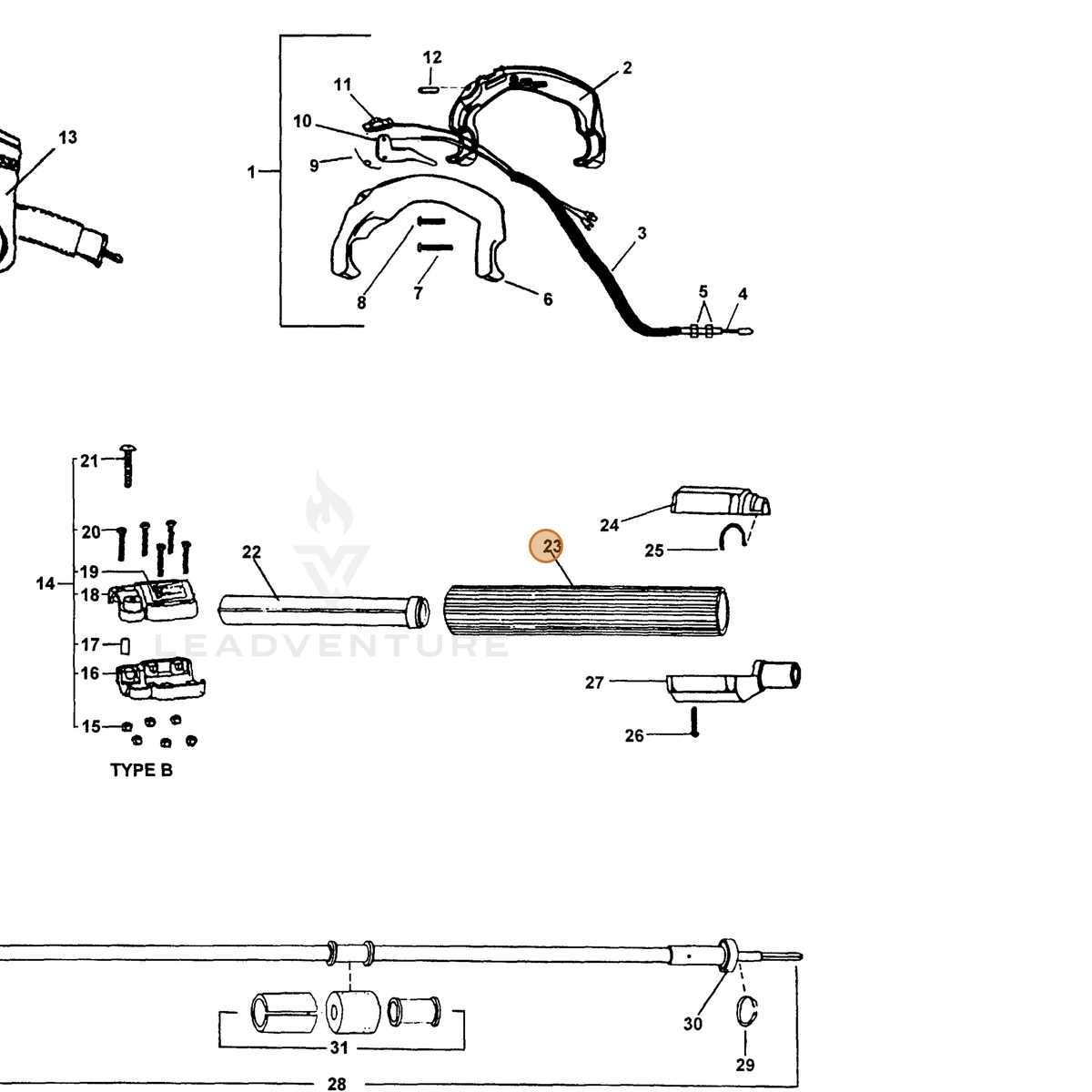 ECHO part 61021022060 — IPL diagram snippet (6x zoom, amber highlight)