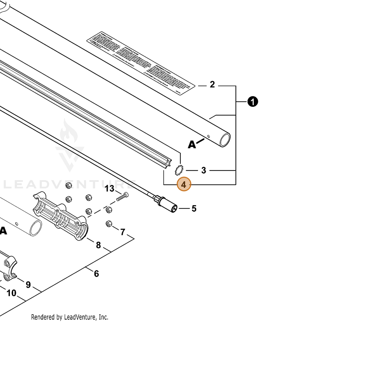ECHO part 61021724661 — IPL diagram snippet (6x zoom, amber highlight)