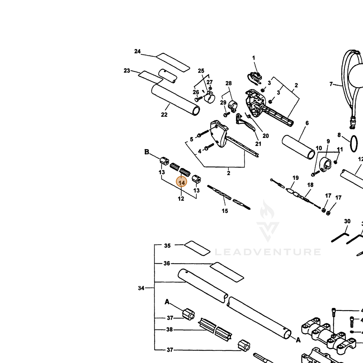 ECHO part 61021754330 — IPL diagram snippet (6x zoom, amber highlight)