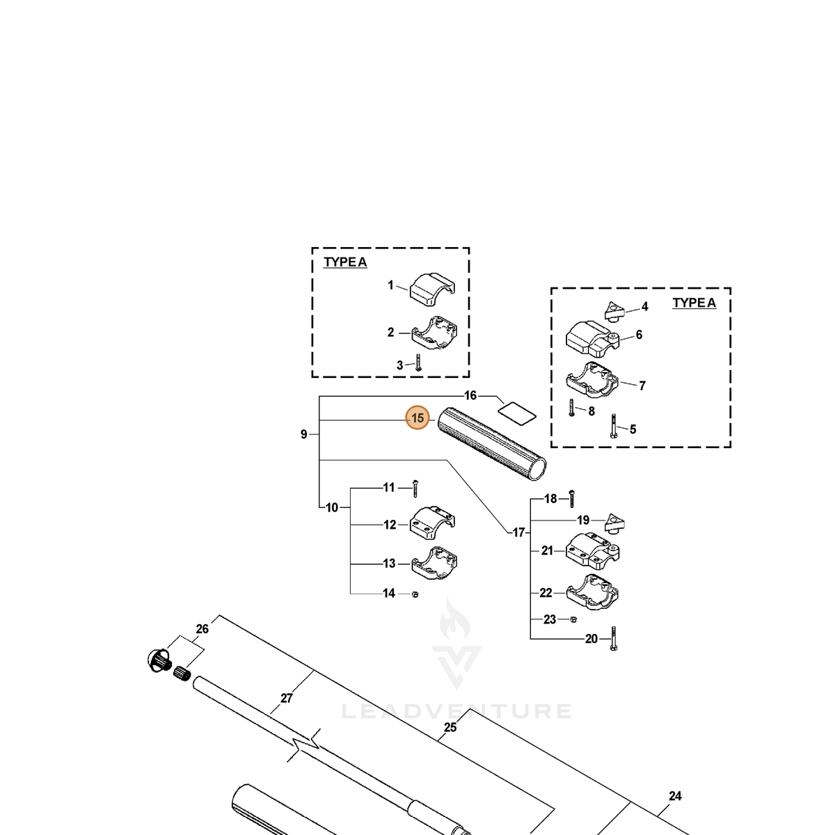 ECHO part 61022222560 — IPL diagram snippet (6x zoom, amber highlight)