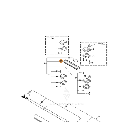 ECHO part 61022222560 — IPL diagram snippet (6x zoom, amber highlight)
