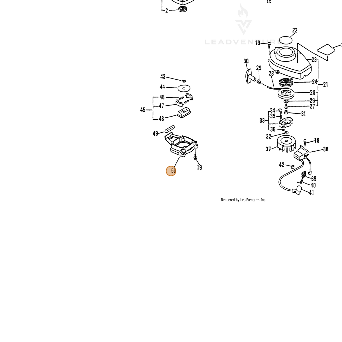 ECHO part 61022305960 — IPL diagram snippet (6x zoom, amber highlight)