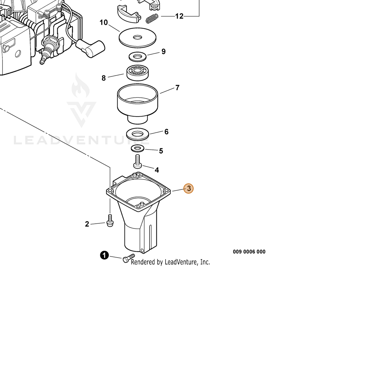ECHO part 61022311520 — IPL diagram snippet (6x zoom, amber highlight)
