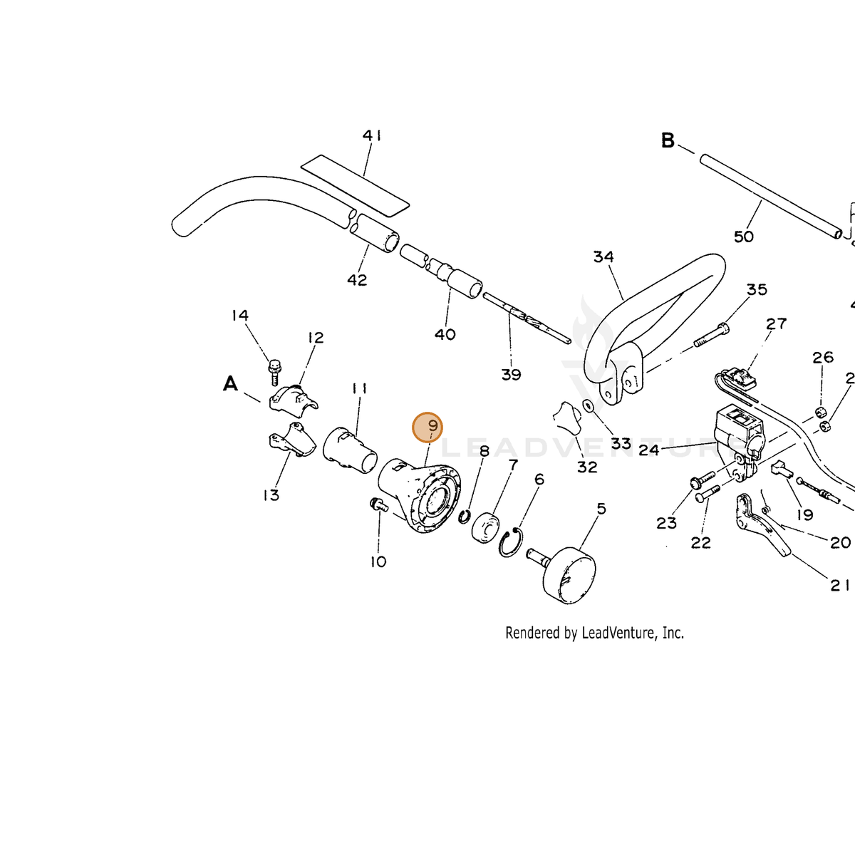 ECHO part 61022340630 — IPL diagram snippet (6x zoom, amber highlight)