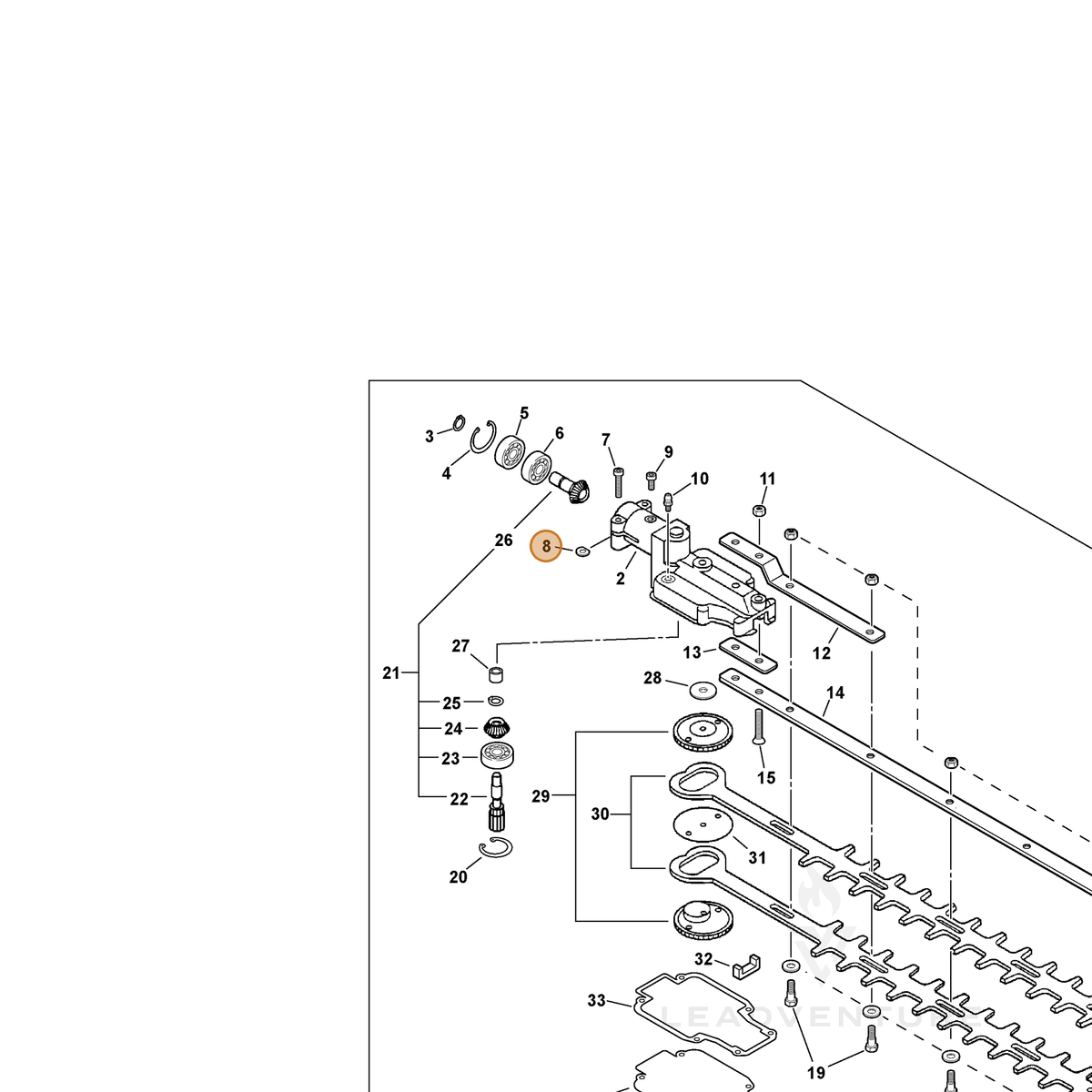 ECHO part 61023904130 — IPL diagram snippet (6x zoom, amber highlight)