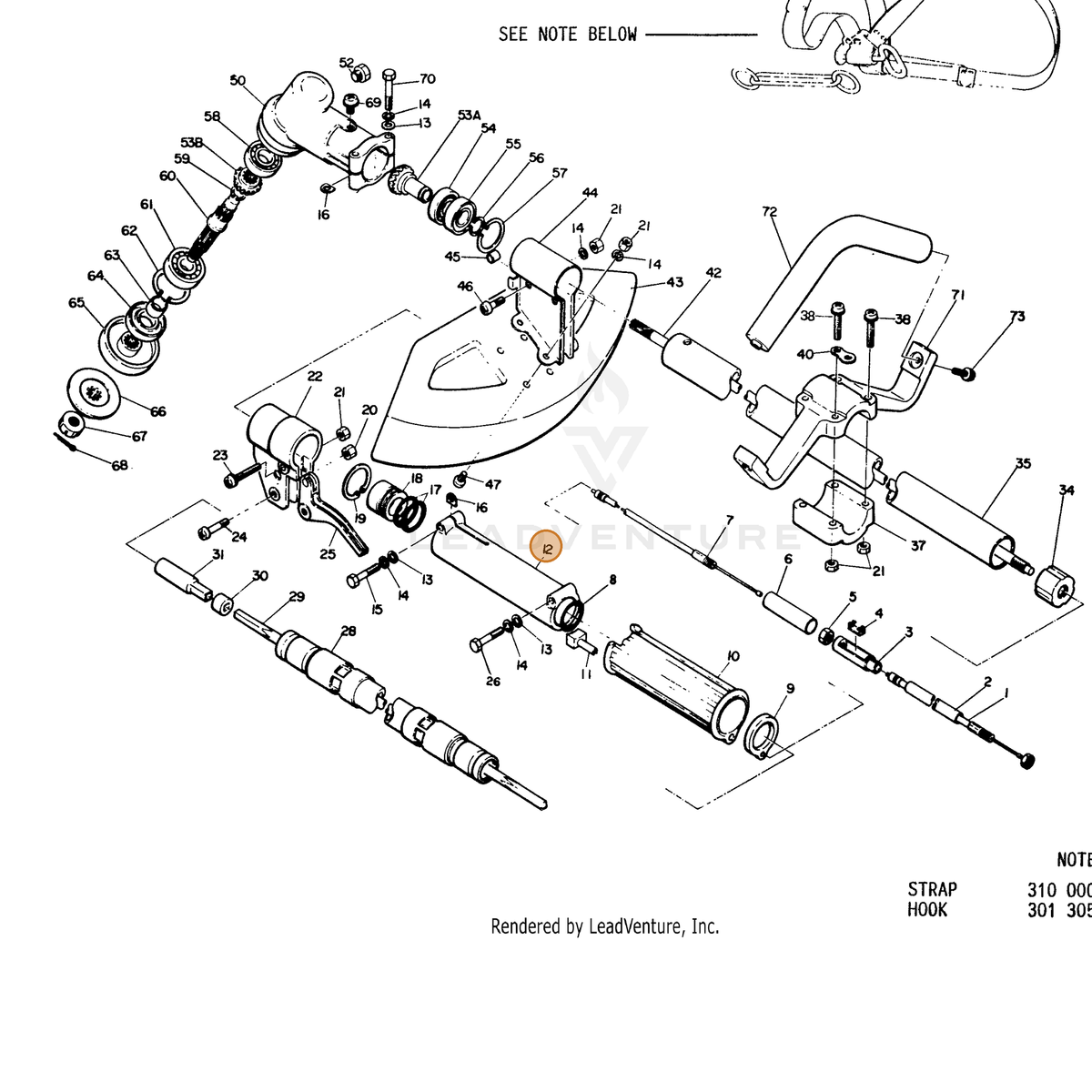 ECHO part 61024807133 — IPL diagram snippet (6x zoom, amber highlight)