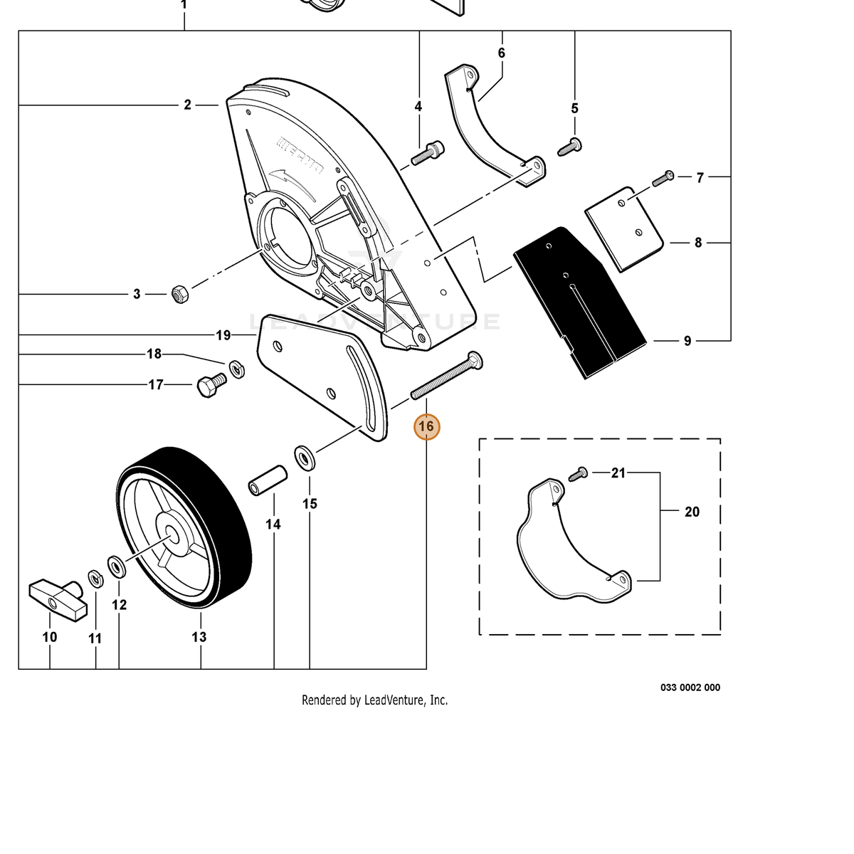 ECHO part 61025055330 — IPL diagram snippet (6x zoom, amber highlight)
