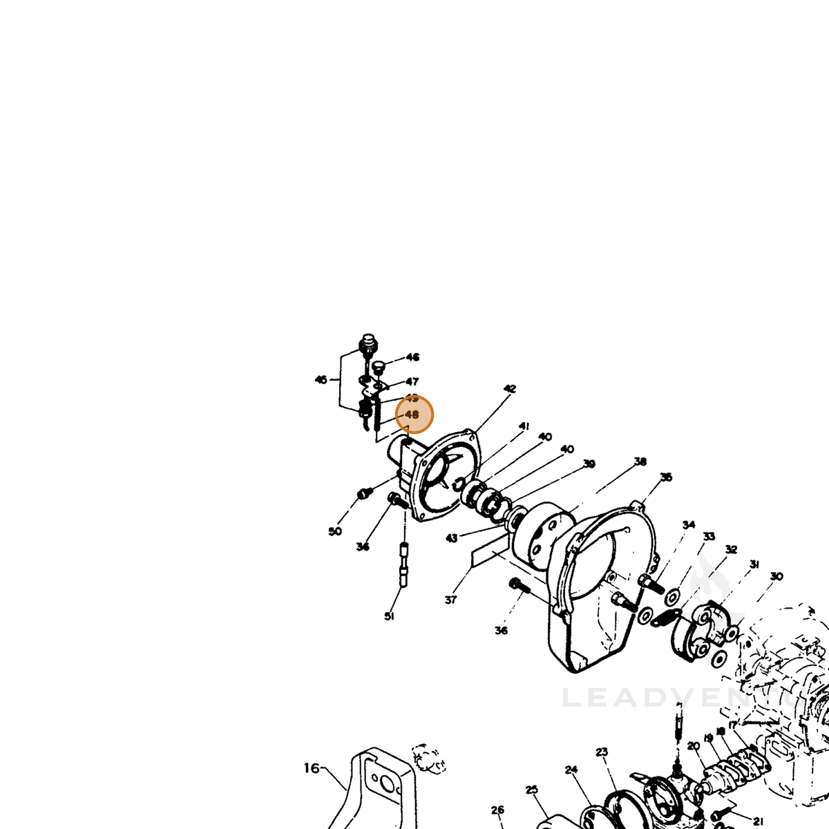 ECHO part 61025107130 — IPL diagram snippet (6x zoom, amber highlight)