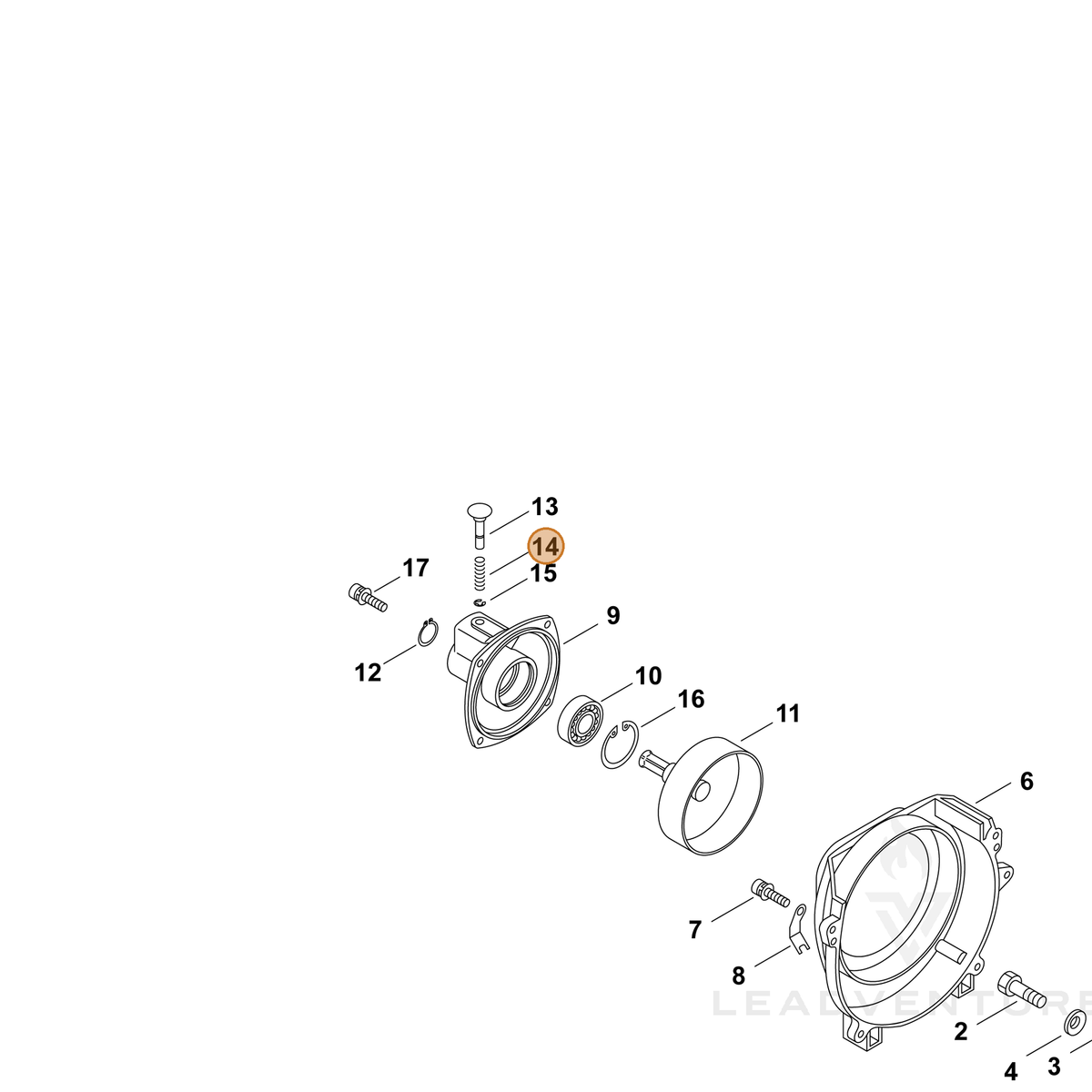 ECHO part 61025164130 — IPL diagram snippet (6x zoom, amber highlight)