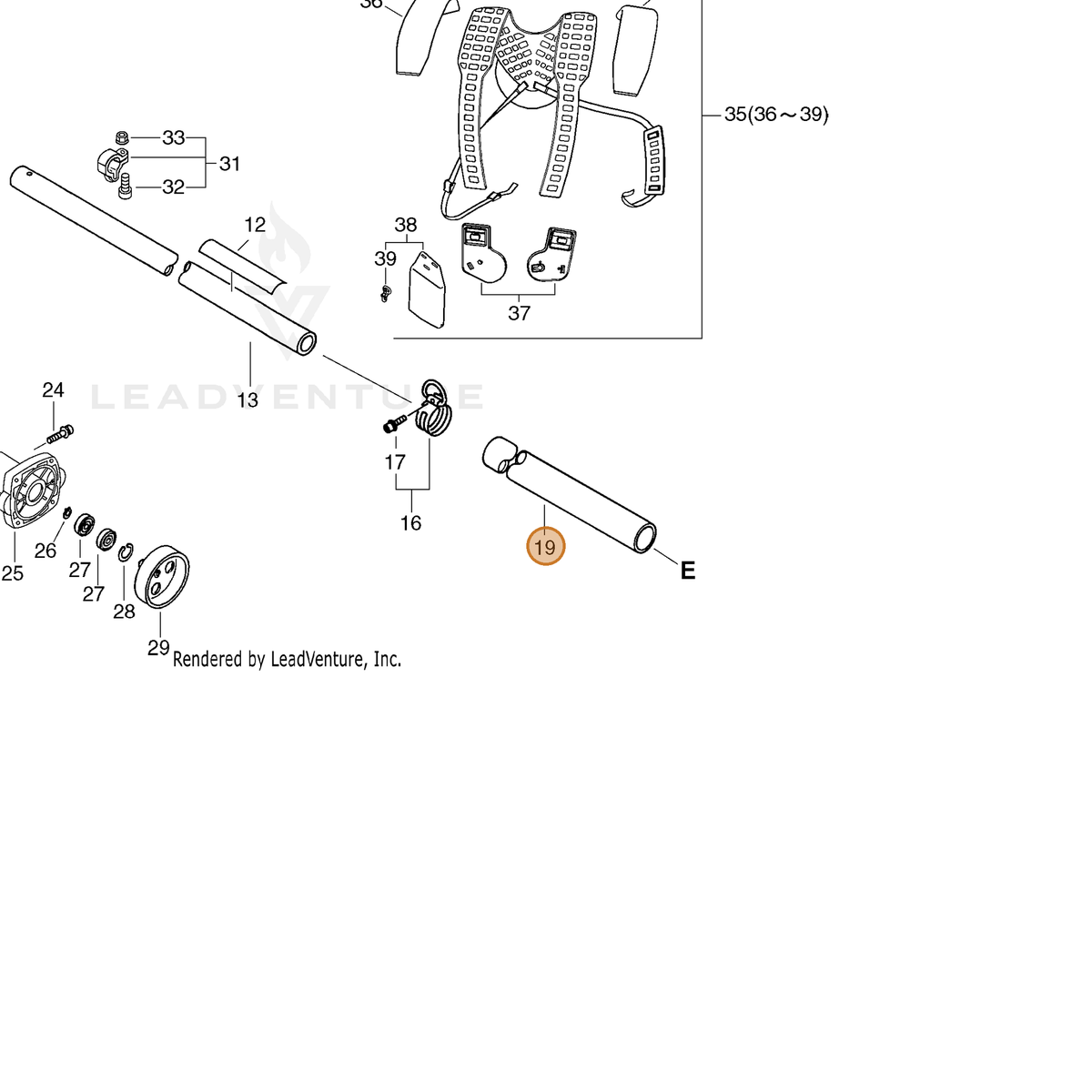 ECHO part 61025847530 — IPL diagram snippet (6x zoom, amber highlight)