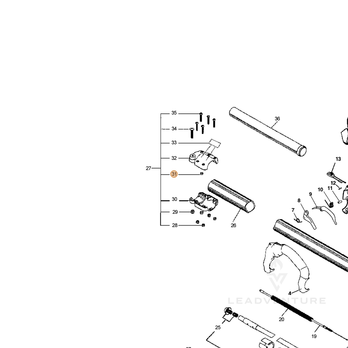 ECHO part 61026024160 — IPL diagram snippet (6x zoom, amber highlight)