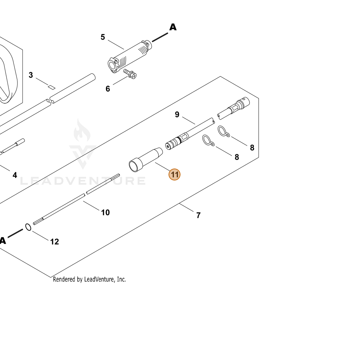 ECHO part 61027664130 — IPL diagram snippet (6x zoom, amber highlight)