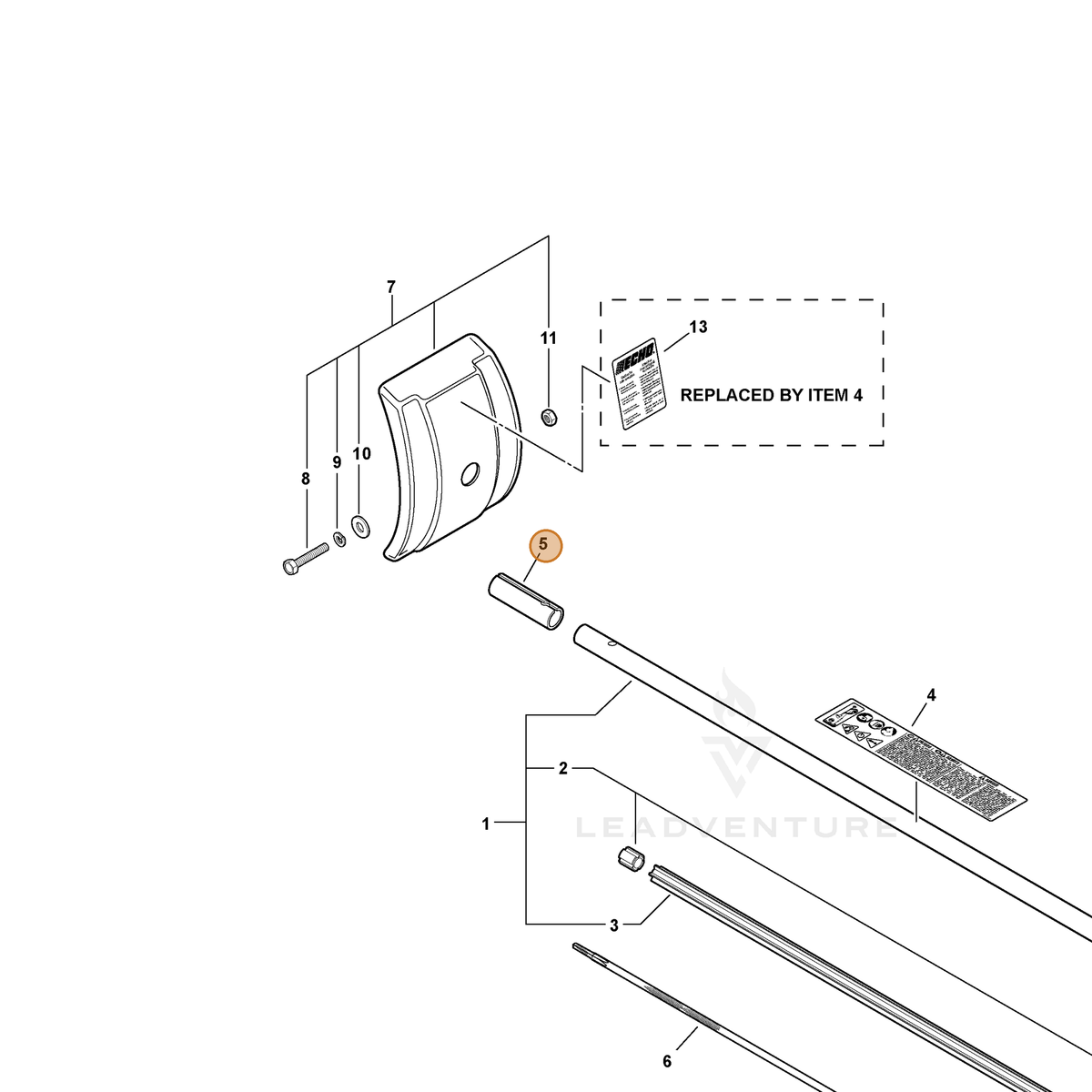 ECHO part 61028062230 — IPL diagram snippet (6x zoom, amber highlight)