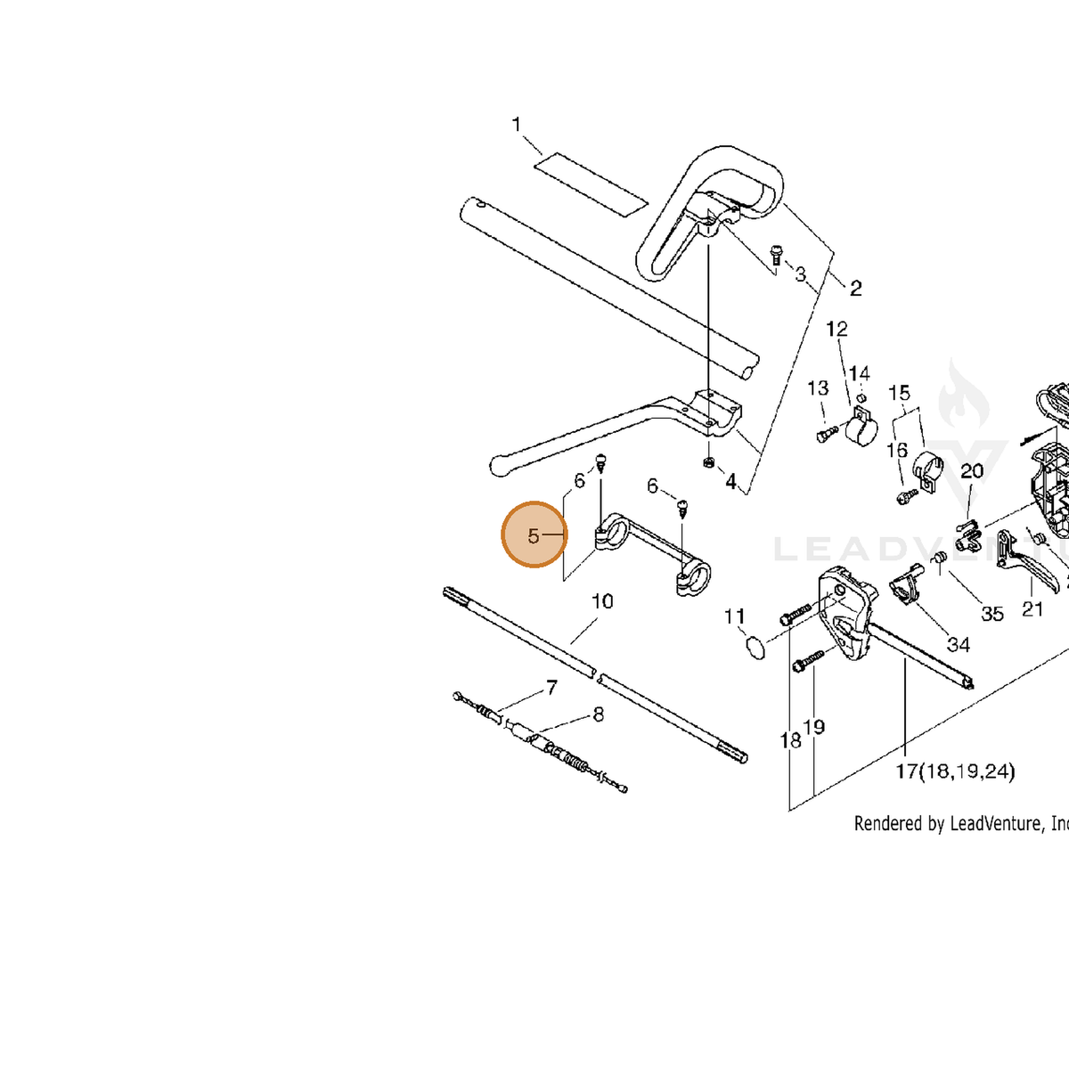 ECHO part 61028142230 — IPL diagram snippet (6x zoom, amber highlight)