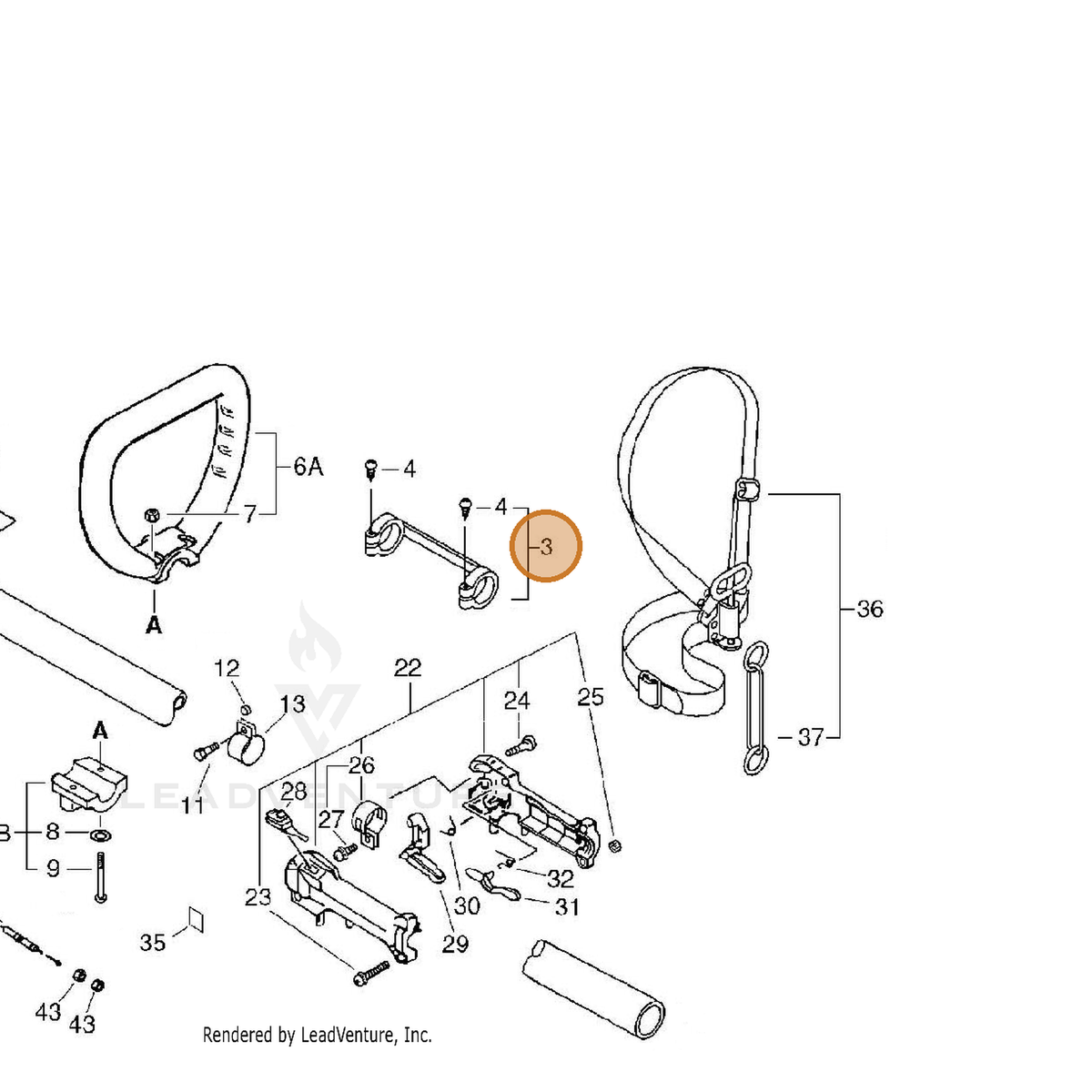 ECHO part 61028146730 — IPL diagram snippet (6x zoom, amber highlight)