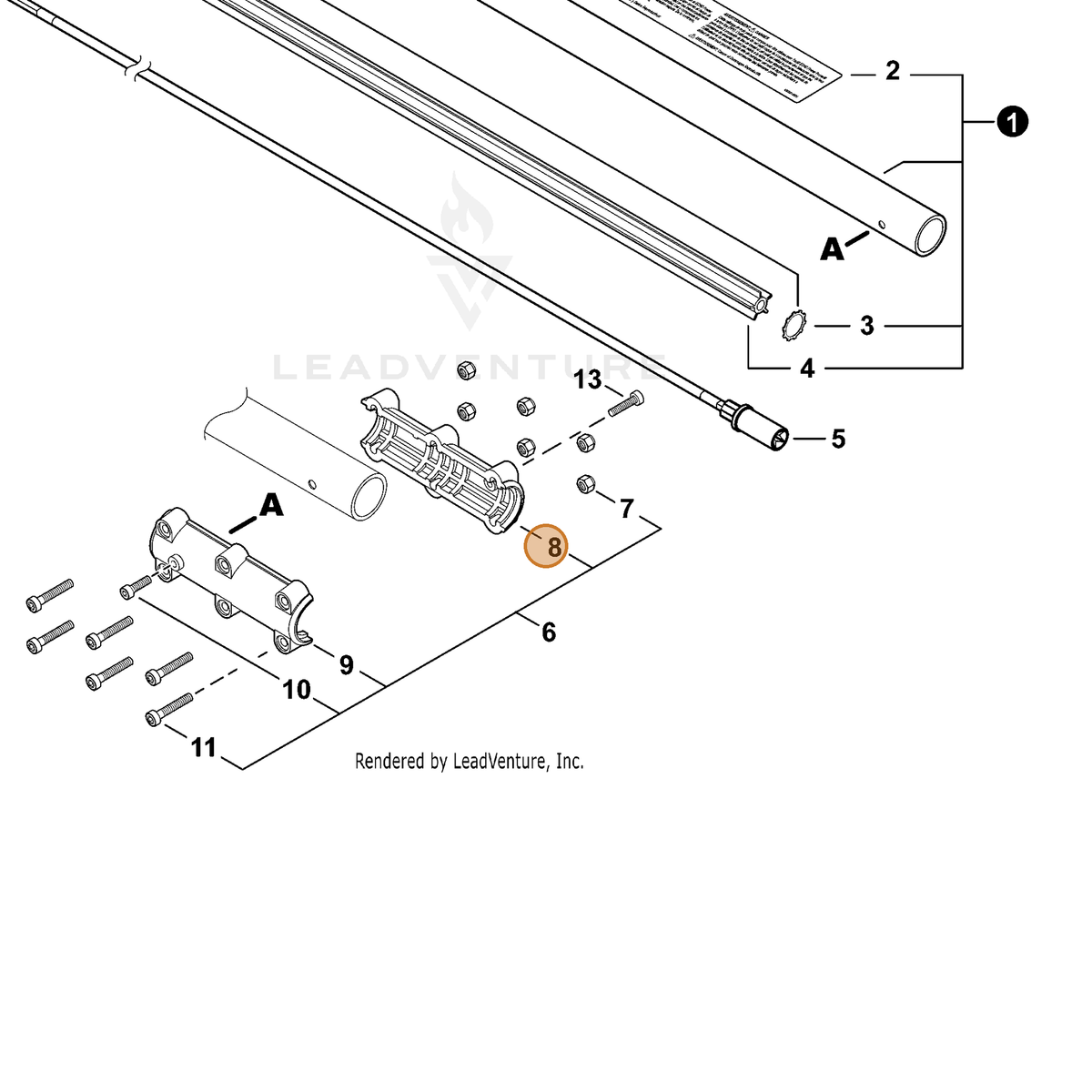 ECHO part 61028222062 — IPL diagram snippet (6x zoom, amber highlight)