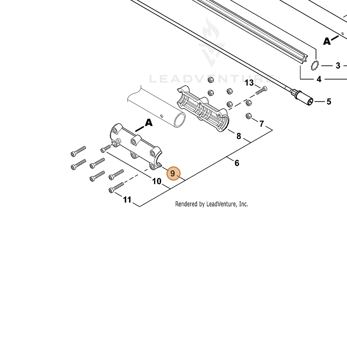 ECHO part 61028222662 — IPL diagram snippet (6x zoom, amber highlight)