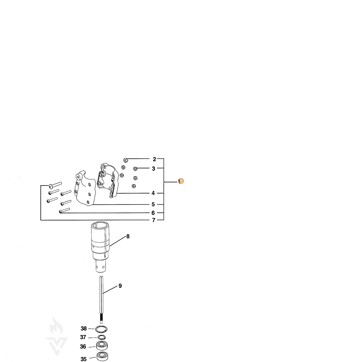 ECHO part 61029522260 — IPL diagram snippet (6x zoom, amber highlight)