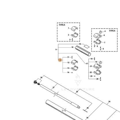 ECHO part 61029522560 — IPL diagram snippet (6x zoom, amber highlight)