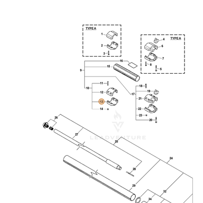ECHO part 61029522760 — IPL diagram snippet (6x zoom, amber highlight)