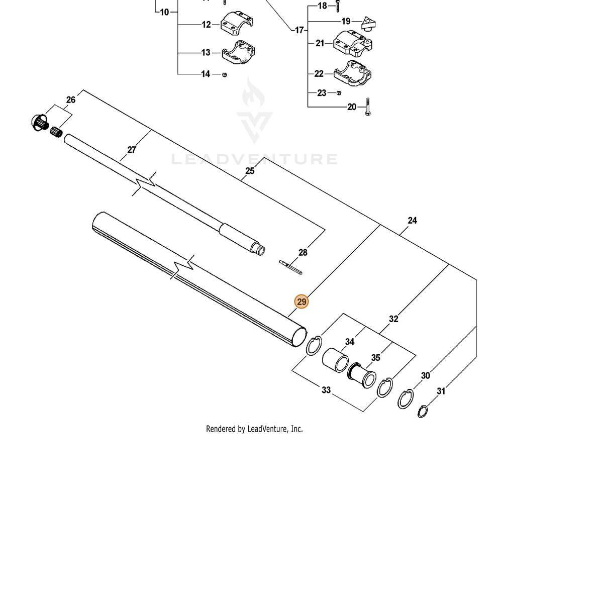 ECHO part 61029922060 — IPL diagram snippet (6x zoom, amber highlight)